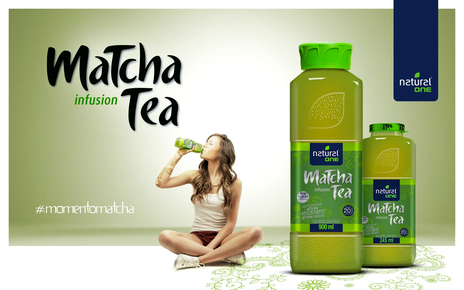 Campanha digital e visual merchandising para Matcha Natural One.